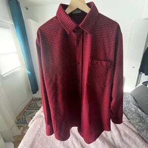 Dior Wool Red Plaid Buttoned Shirt